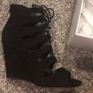 Wild Diva Lounge Lace up Wedge Sandal